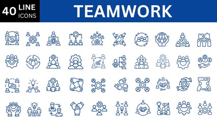 Teamwork line icons set.