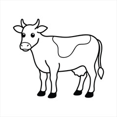 Vector Illustration of a cow Coloring poge