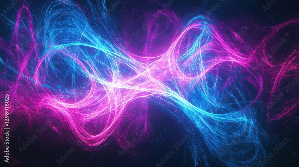 Poster colorful abstract light trails swirl and intertwine against a dark backdrop, creating a dynamic disp