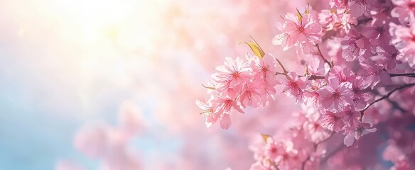 Obraz premium Soft Pink Cherry Blossoms in Sunlight