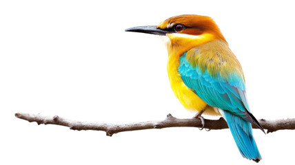 Obraz premium Colorful bird resting on branch with transparent background
