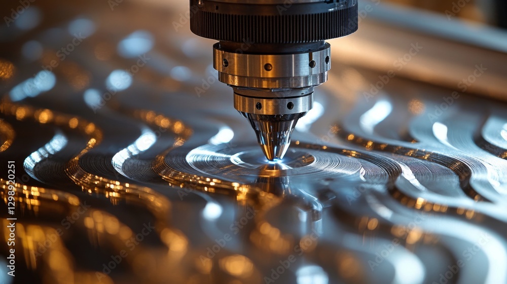 Poster a high-tech laser cutting machine operates in a manufacturing facility. it accurately shapes metal s