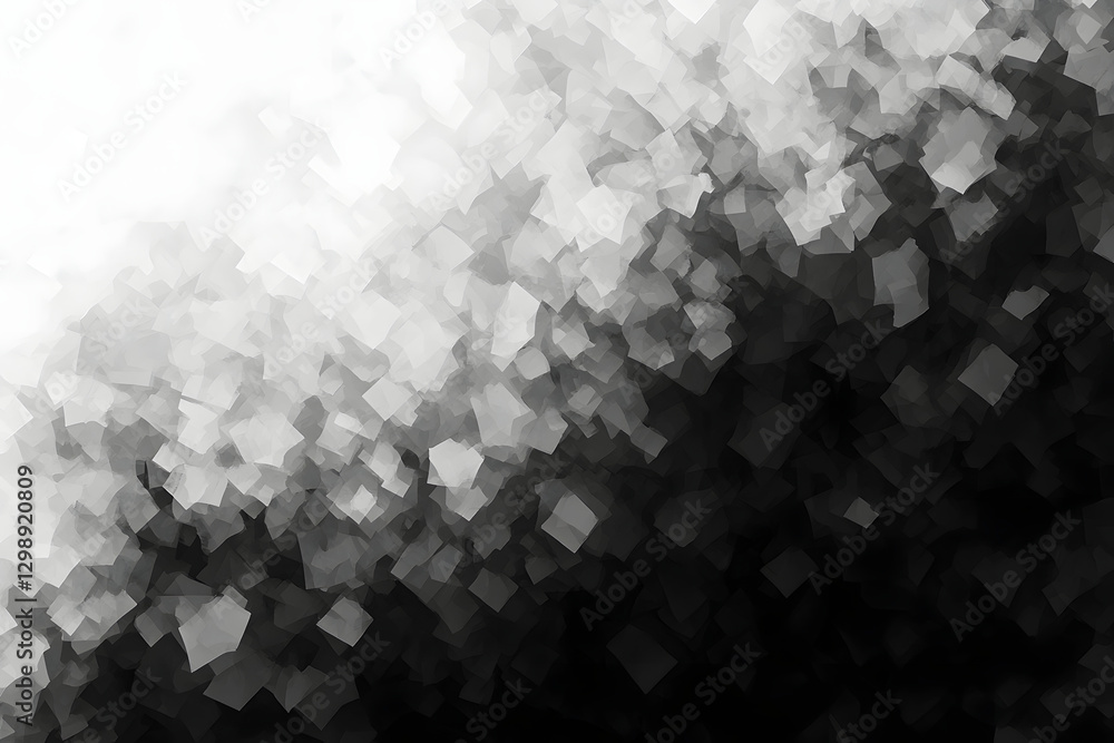 Poster abstract monochrome background. illustration with large particles in halftone, creating a black and 
