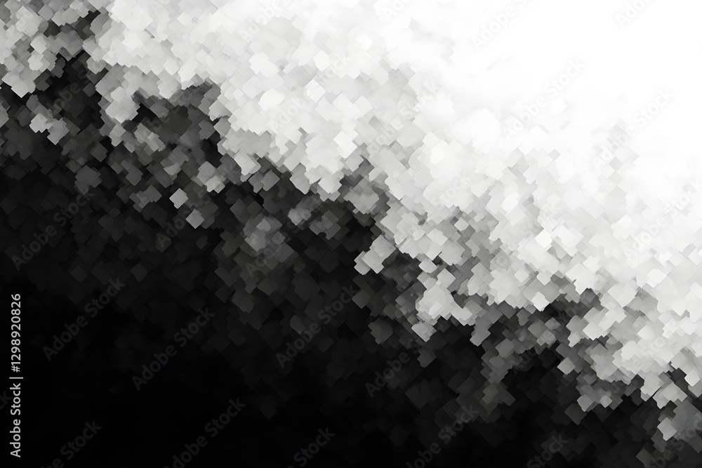Poster abstract monochrome background. illustration with large particles in halftone, creating a black and 