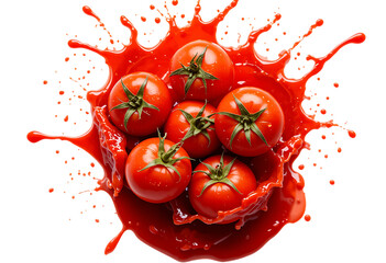 Fresh Tomatoes Splashing in Rich and Delicious Ketchup, cut out
