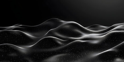 Obraz premium Abstract monochrome wavy background. 3d illustration with black waves and particles. soft lighting. wave on a black background. texture. wallpaper in calm tones. luxury elegant background