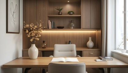 Minimalist Home Office with Warm Ambiance