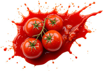 Fresh Tomatoes Splashing in Rich and Delicious Ketchup, cut out