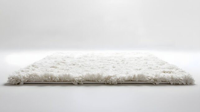 Soft Fluffy White Rug on Clean Minimal White Background for Cozy Home Decor
