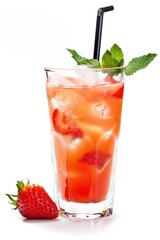 Refreshing strawberry mint iced drink