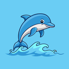 Fototapeta premium Graceful Dolphin Jumping Over Pristine Blue Waters Captivating Ocean Wildlife Moment