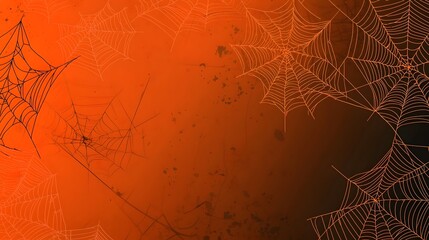 Minimalist Halloween Background with Orange and Black Gradient Subtle Spider Web Details and Clean Professional Design