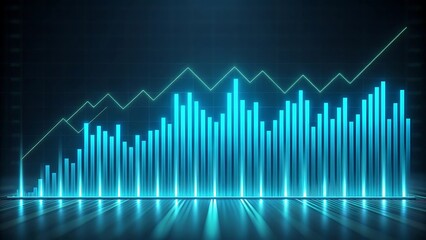 Abstract glowing bar chart showing growth.