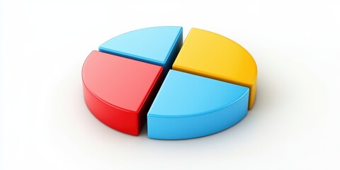 Obraz premium Business growth, marketing strategy and research. Colored pie chart divided into four segments representing data visualization.