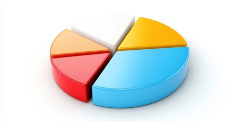 Business growth, marketing strategy and research. Colorful pie chart segment illustrating data distribution visually.