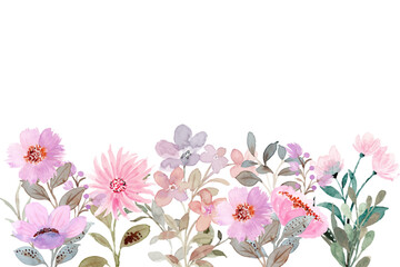 Watercolor flowers background vector for design.
