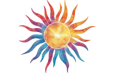 Naklejka premium A Modern Sun Design with Varied Rays Depicting Warmth, Energy, and Inspiration Isolated on transparent background.