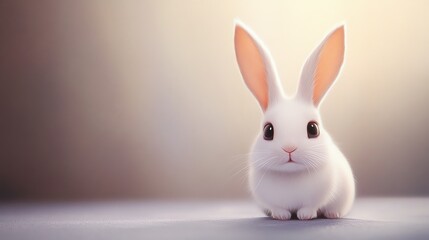 Cute white rabbit with big ears and gentle eyes.