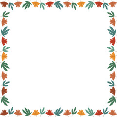 Fototapeta premium Colorful leaves autumn simple frame. Thanksgiving border template. Frame with empty space for your text