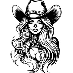 Cowgirl Skull Svg File For Sublimation , Western Skull Svg , Western Cowgirl Png , Sublimation Design , Digital Download