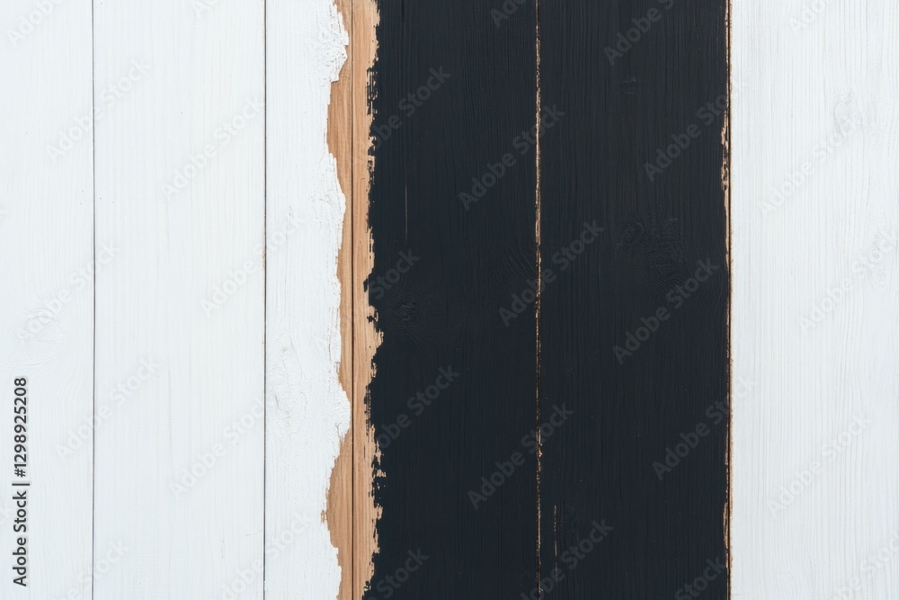 Poster minimalistic stock photo of old wooden window frame partially restored with one side showing aged pa