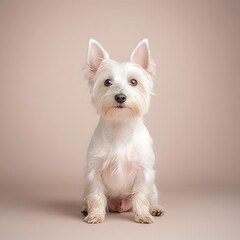 Proud Westie Terrier Sitting Elegantly in Soft Lit Studio Setting