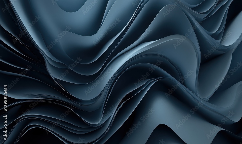 Poster dark blue fluid wave abstract design with smooth curves and elegant flow effects in an artistic back
