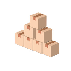 Brown cardboard boxes that look like parcel boxes are stacked together.