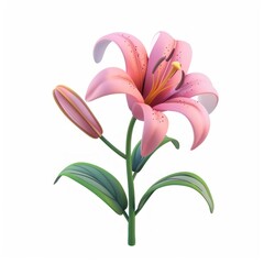 Naklejka premium Vibrant pink lily flower illustration