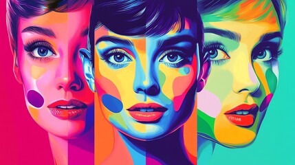 Fototapeta premium Vibrant pop art portrait of a classic beauty.