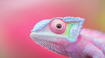 Fototapeta premium Close-up of a vibrant pink and blue chameleon
