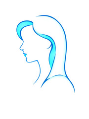 Woman icon digital blue for any design isolated on white vector illustration