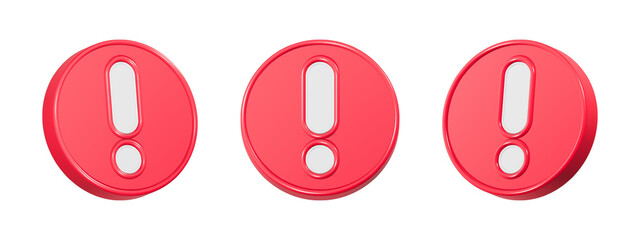 caution alert symbol icon 3d red color
