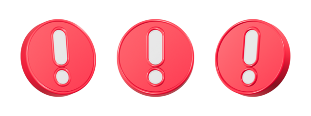 caution alert symbol icon 3d red color