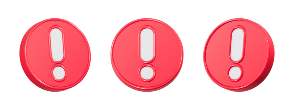 caution alert symbol icon 3d red color