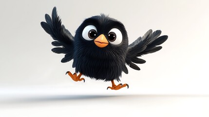 Fototapeta premium Animated bird flying joyfully studio setting illustration whimsical