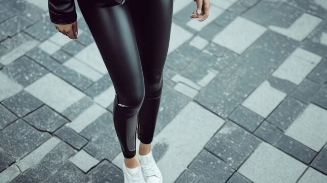 Street Style: Leather Leggings and White Sneakers