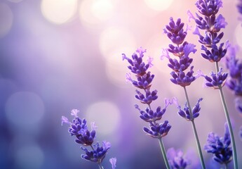 Obraz premium Delicate Lavender Blooms with Soft Bokeh Background Capturing Nature's Serenity and Charm in a Dreamy Garden Setting