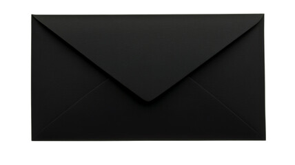 Black envelope resting on a transparent background