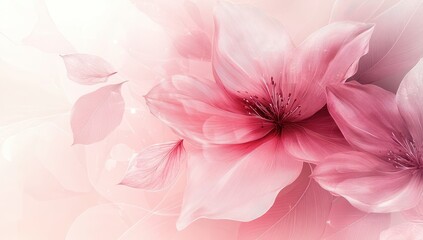 Delicate Pink Flower Blossoms with Soft Petals on a Dreamy Background for Nature Themes and Floral Decorations