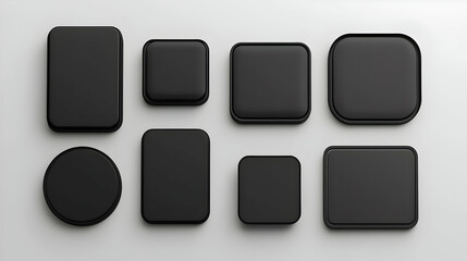 Black Geometric Shapes Arranged On White Background Showing Modern Minimalist Design