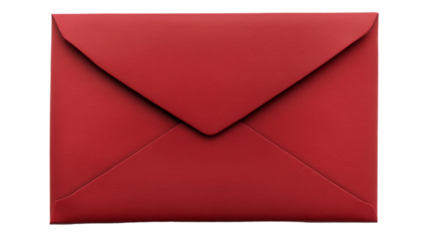 Red closed envelope on transparent background representing communication