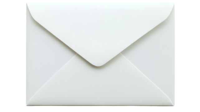 Closed white square envelope on transparent background