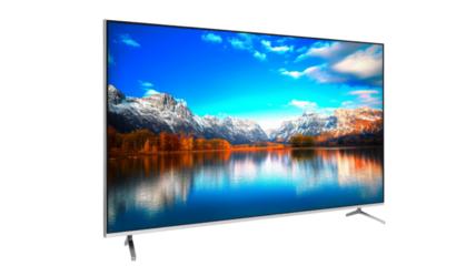 Modern smart tv showing picturesque autumn landscape with transparent background