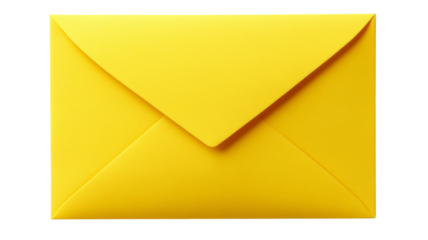 Yellow envelope closed on transparent background representing communication