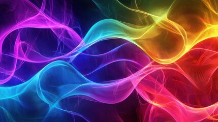 Fototapeta premium Vibrant abstract waves of color flow together in a mesmerizing pattern showcasing blues, purples, and reds in a digital art creation