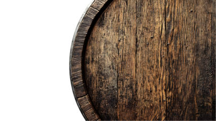 Rustic wooden barrel top with aged timber detailing in close-up