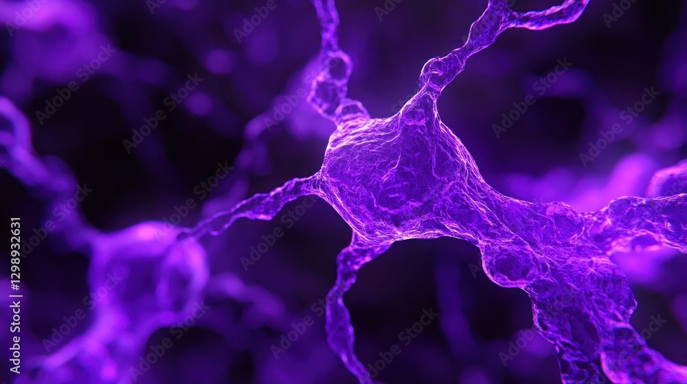 Poster detailed microscopic view of a neuron with intricate network of nerve cells.