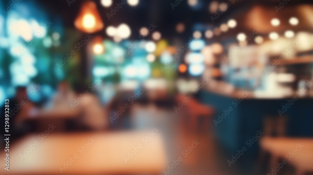 Poster blur coffee shop or cafe restaurant with abstract bokeh light image background. for create montage p