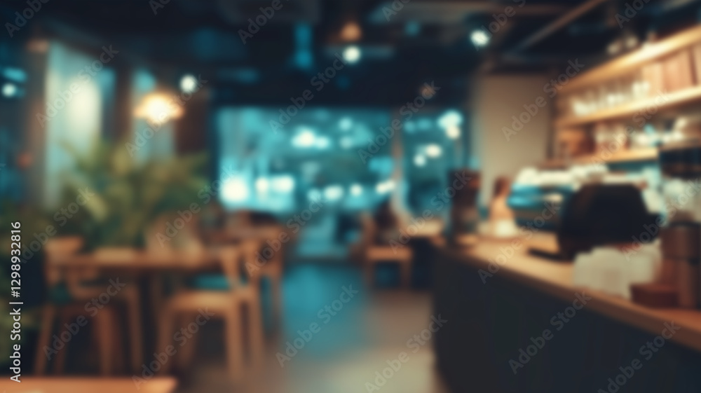 Poster blur coffee shop or cafe restaurant with abstract bokeh light image background. for create montage p